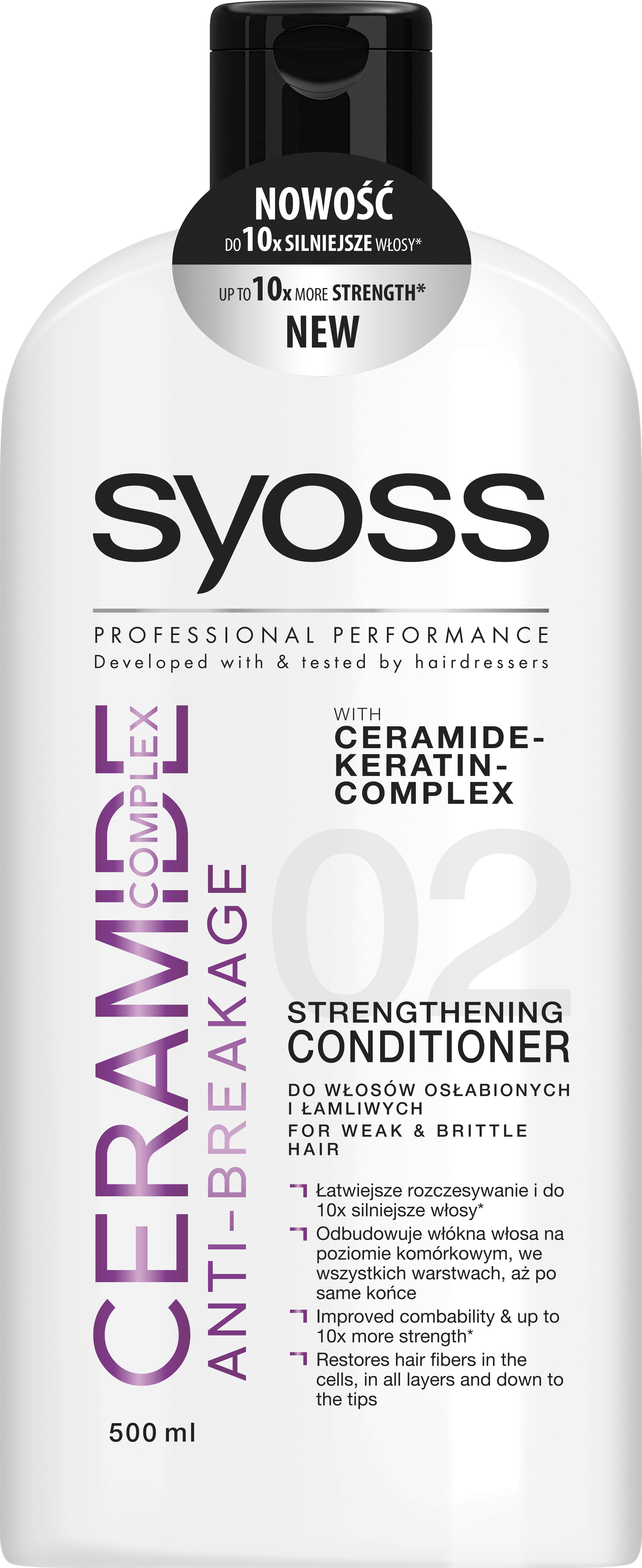 syoss ceramide complex odżywka do włosów osłabionych i łamliwych 500ml