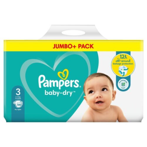 pampers baby dry size 3 jumbo+ pack 100 nappies