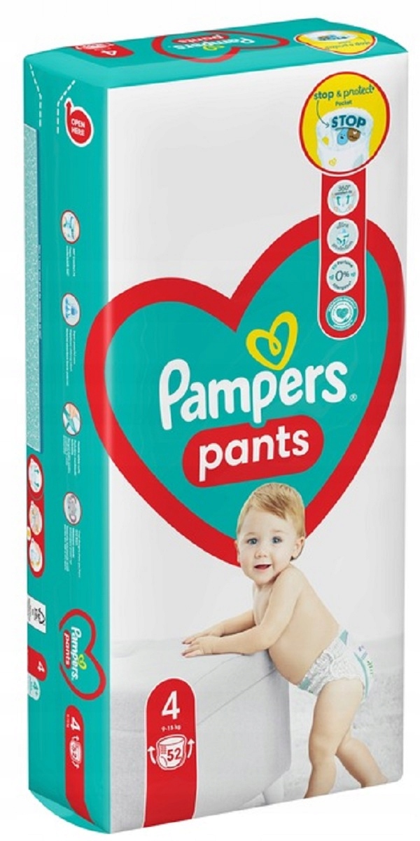 pampers pants pieluchomajtki 9-15kg 4+ opakowanie 52szt