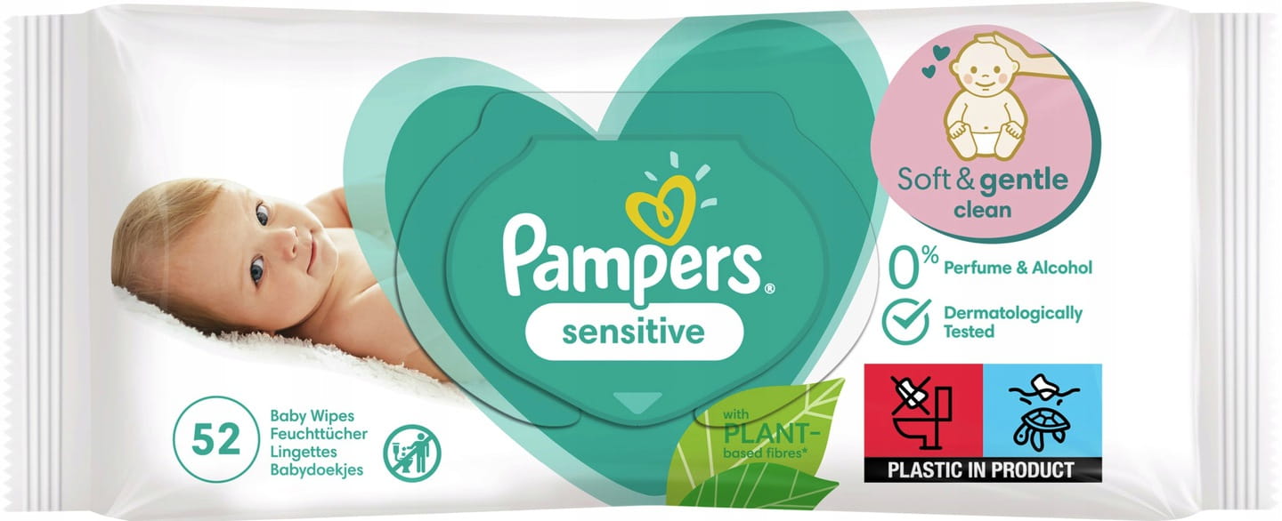 pampers sensitive chusteczki nawilżane 4 x 52 sztuk