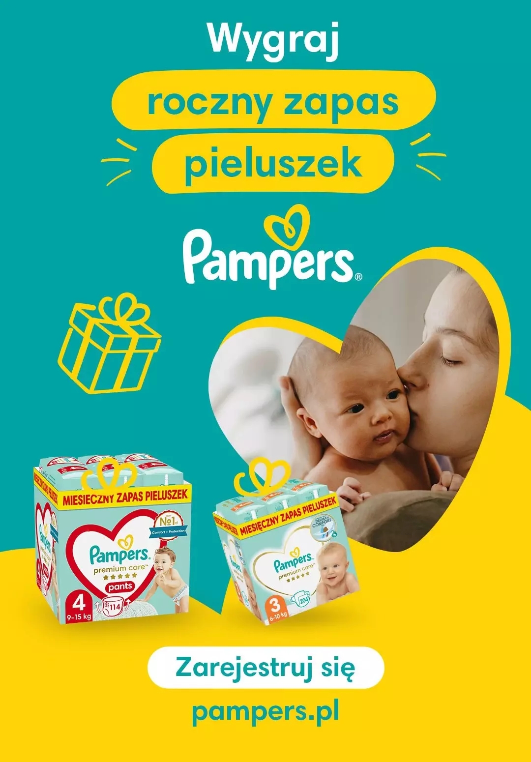 roczny zapas pieluch pampers