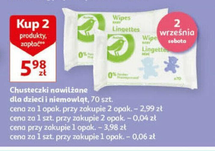 chusteczki nawilżane dla niemowląt pampers auchan cena