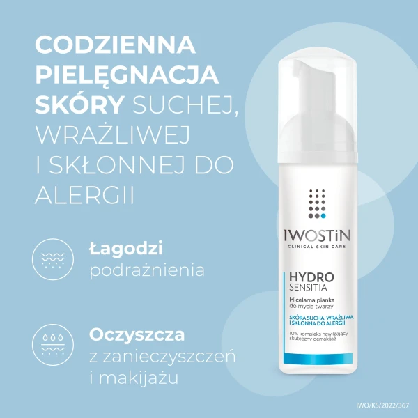 pianka micelarna do mycia twarzy hydro sensitia