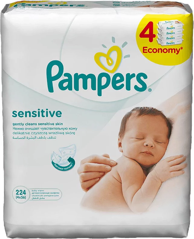 pampers sensitive chusteczki dla niemowląt 4x56 szt