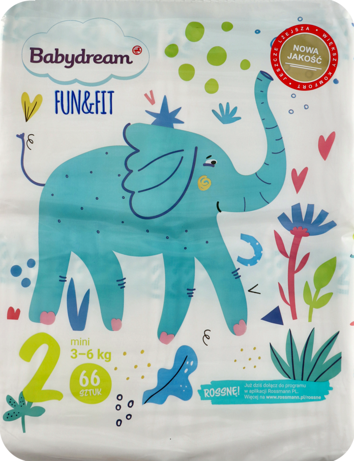 babydream fun&fit pieluszki jednorazowe mini2 3-6 kg