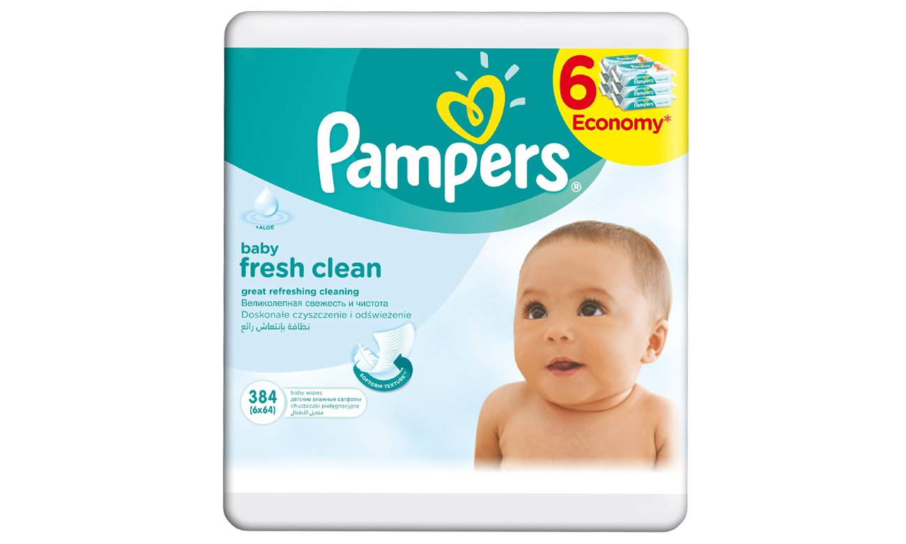 pampers fresh clean chusteczki dla niemowląt 6 x 64 sztuki