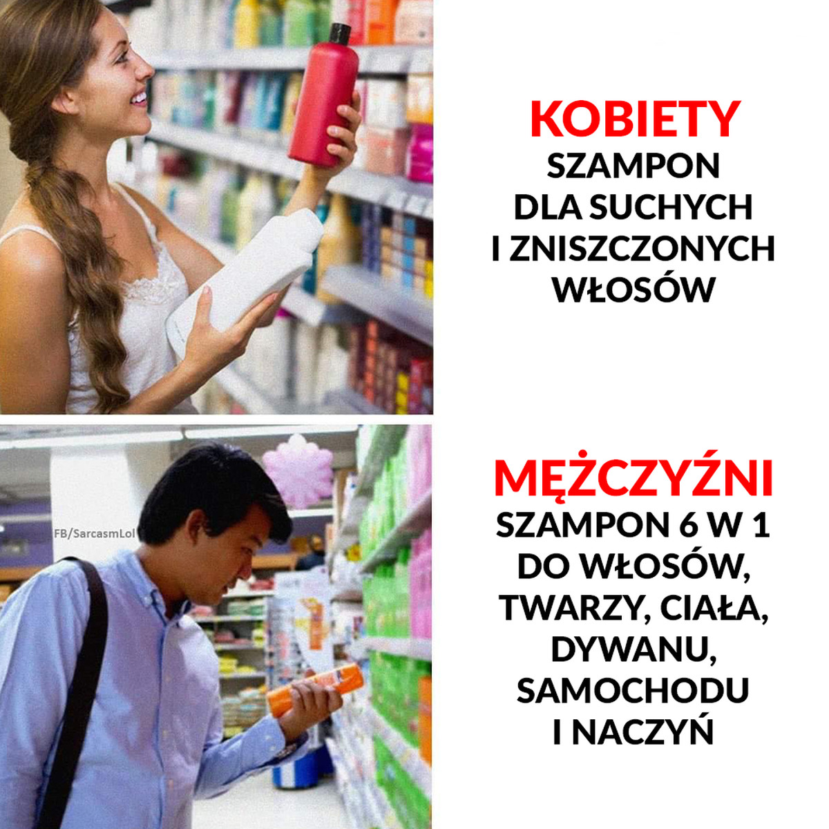 szampon dla kobiet dla mezczyzn mem