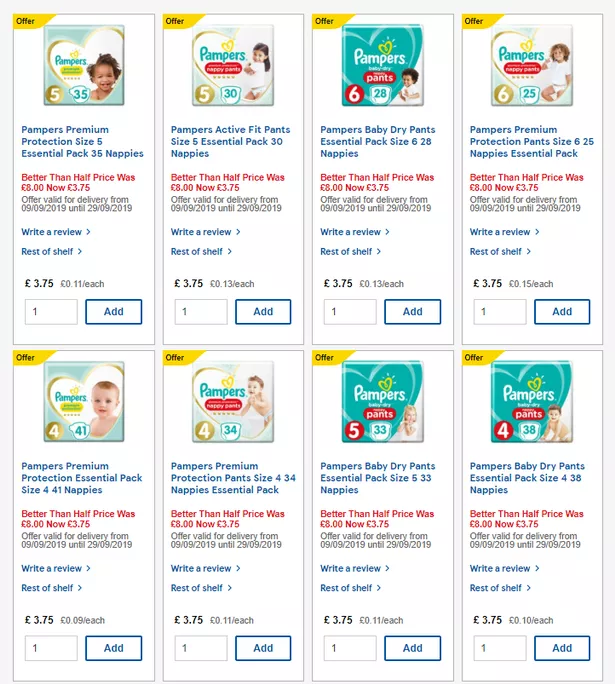 tesco pampers mega pack size 5