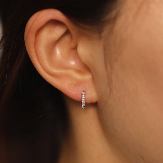 diamond huggie earrings