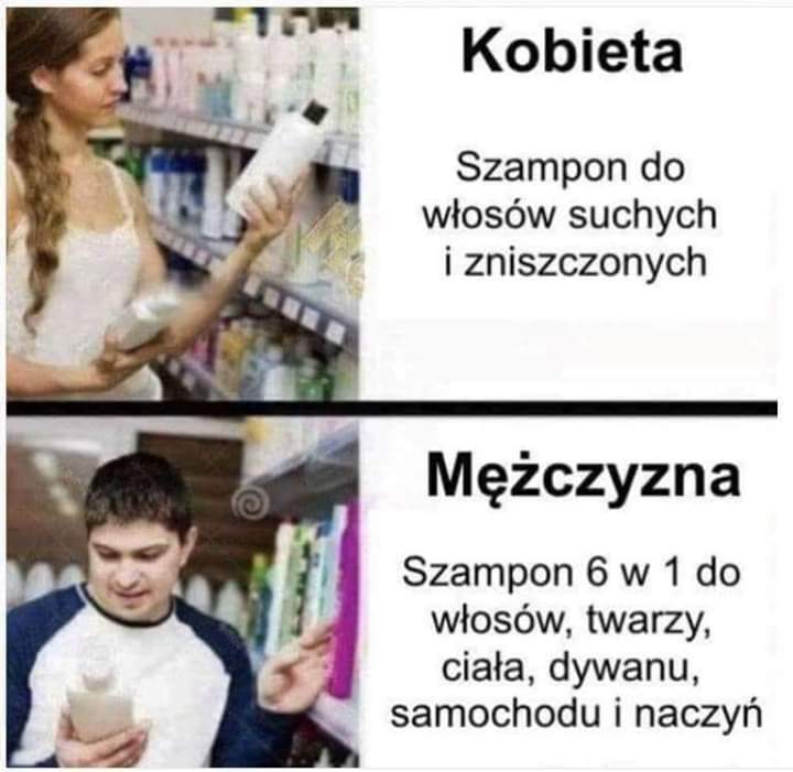 zakupy mezczyzna kobieta szampon śiedem w jednym