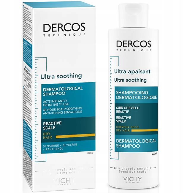 vichy dercos szampon ultrakojący włosy suche 200ml