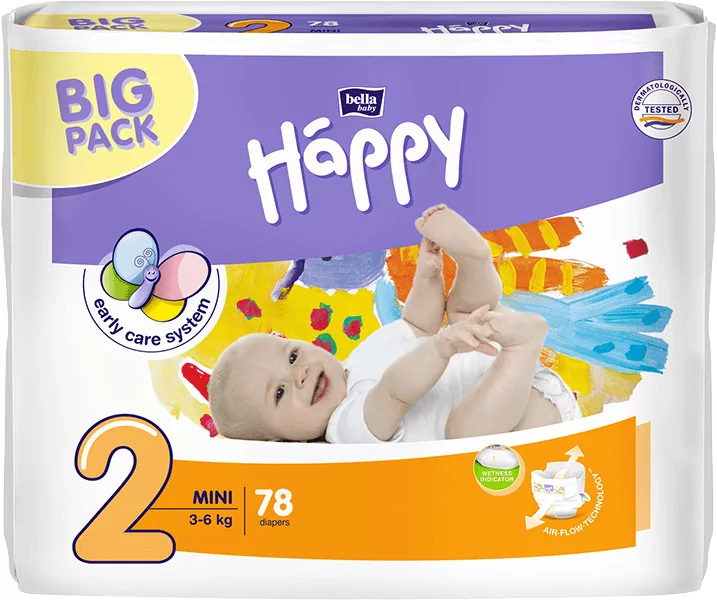 bella happy pieluszki jednorazowe mini 3-6 kg big pack