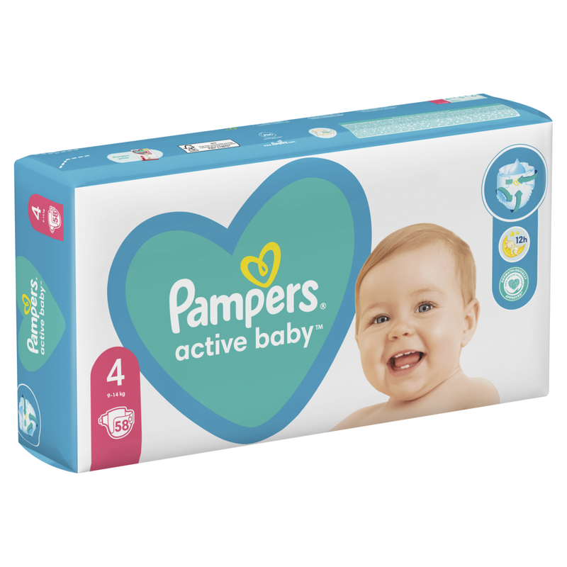 pampers active baby pieluchy jednorazowe rozmiar 4 maxi 58 szt