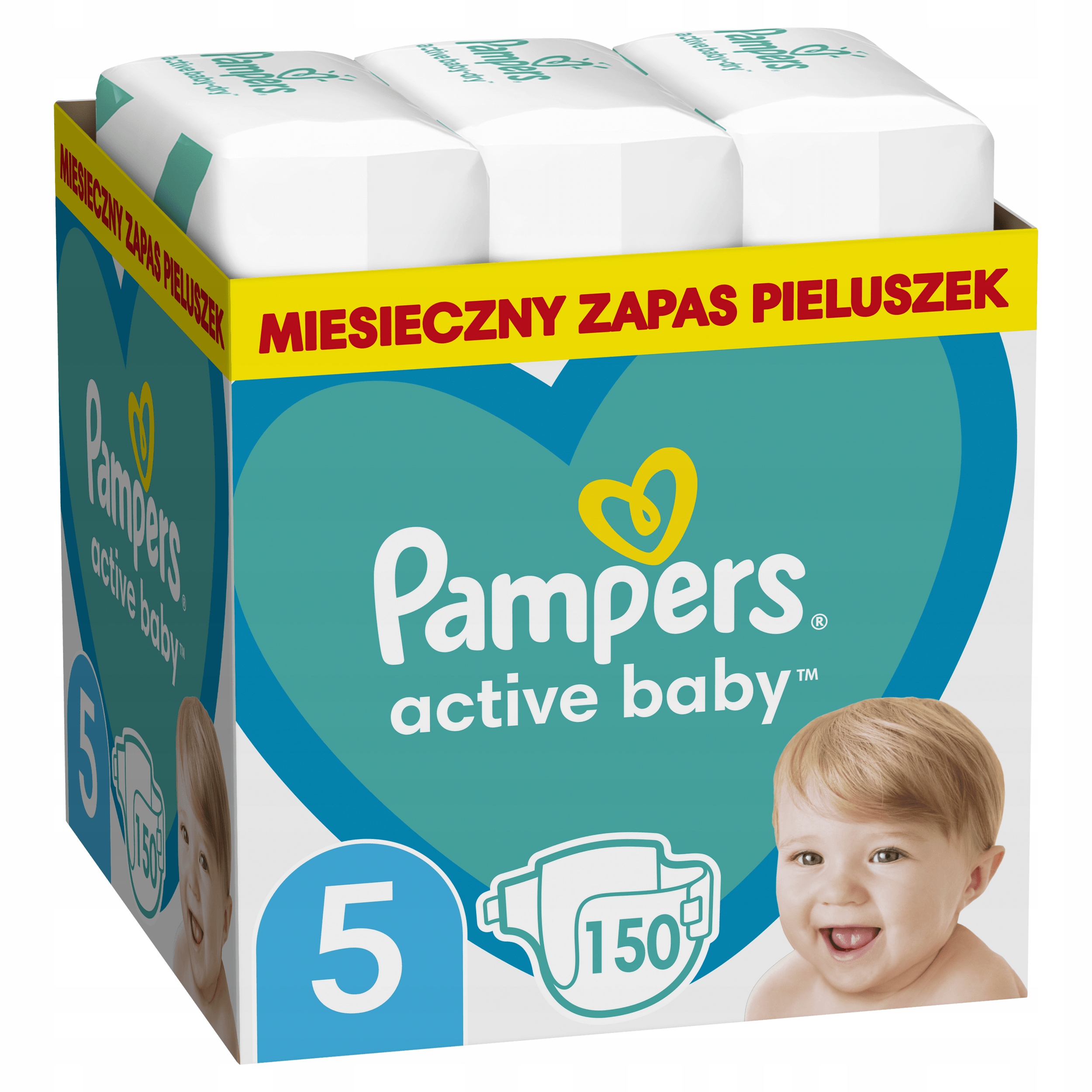 pampers active baby-dry pieluchy 5 junior 150szt pieluszki 0 opinii