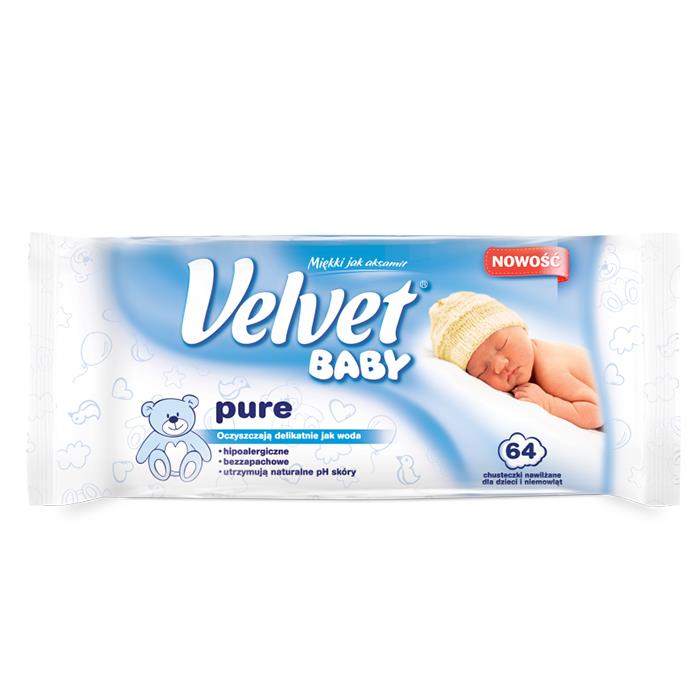 velvet baby chusteczki nawilżane sensitive 64 sztuk