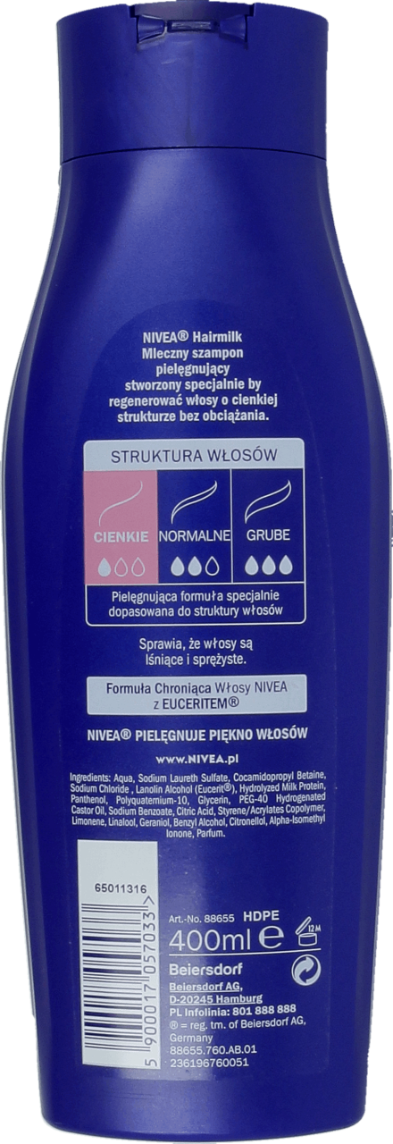 rossmann nivea szampon hair milk 400