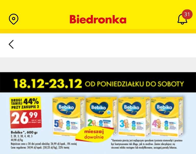 biedroka pieluchy promocja przy zakupie mleka