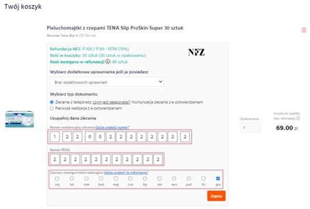 zlecenie od lekarza na pieluchomajtki jaka ulga