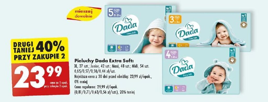 pieluchy dada extra soft box camper biedronka