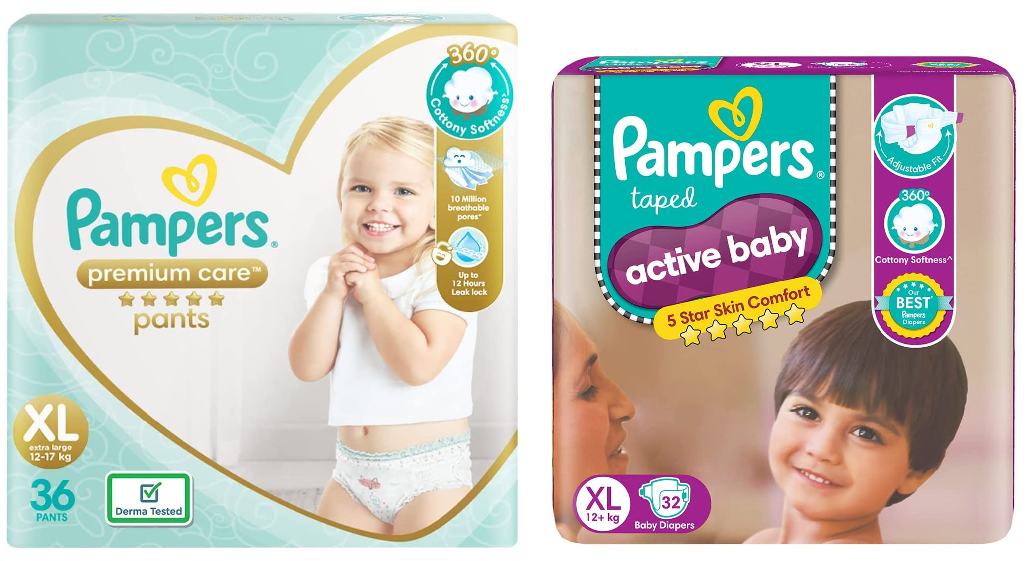 pampers active baby vs pampers premium care