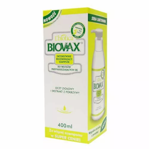 biovax intensywnie regenerujący szampon do włosów przetłuszczających się 400 ml