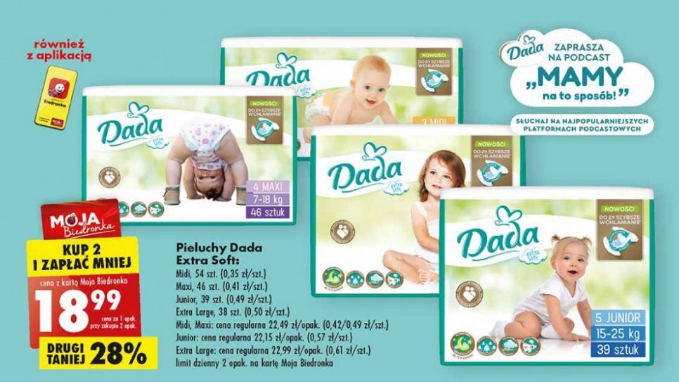 pieluchy dada soft biedronka cena