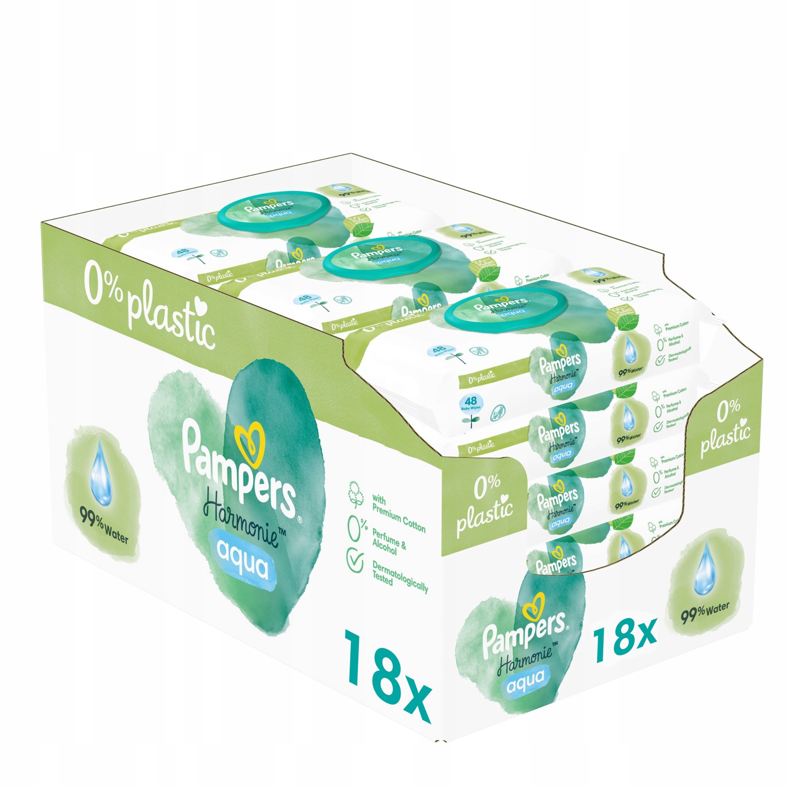 pampers aqua pure chusteczki nawilżające 18x 48sz