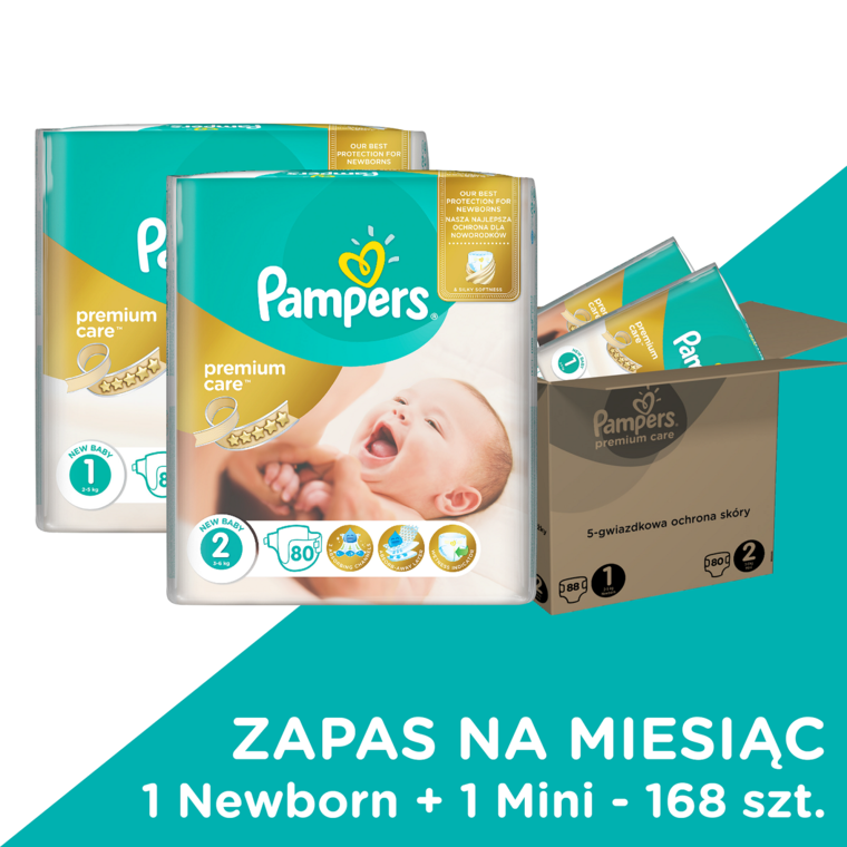 pieluchy pampers premium care 1 newborn pieluchy 2 mini 168szt