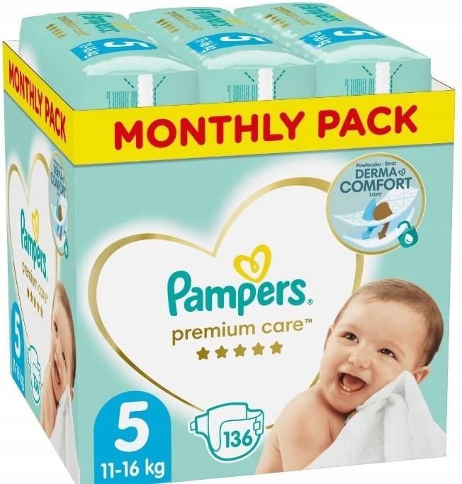 pampers pieluchy premium care 5 junior 136 sztuk