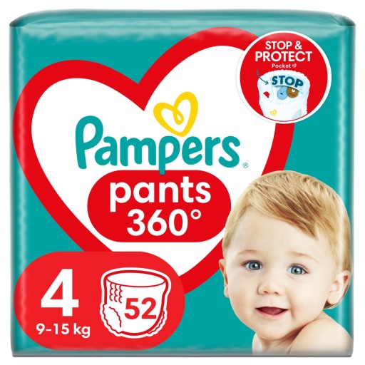 pampers pants pieluchomajtki 9-15kg 4+ opakowanie 52szt