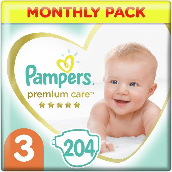 pieluchy premium care rozmiaro 3 204 szt pampers