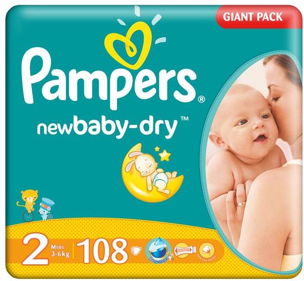 pampers newbaby-dry pieluchy rozmiar 2 mini 3-6kg 66 sztuk