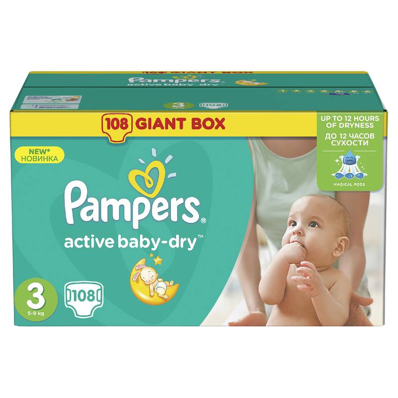 pampers active baby 3 108 sztuk