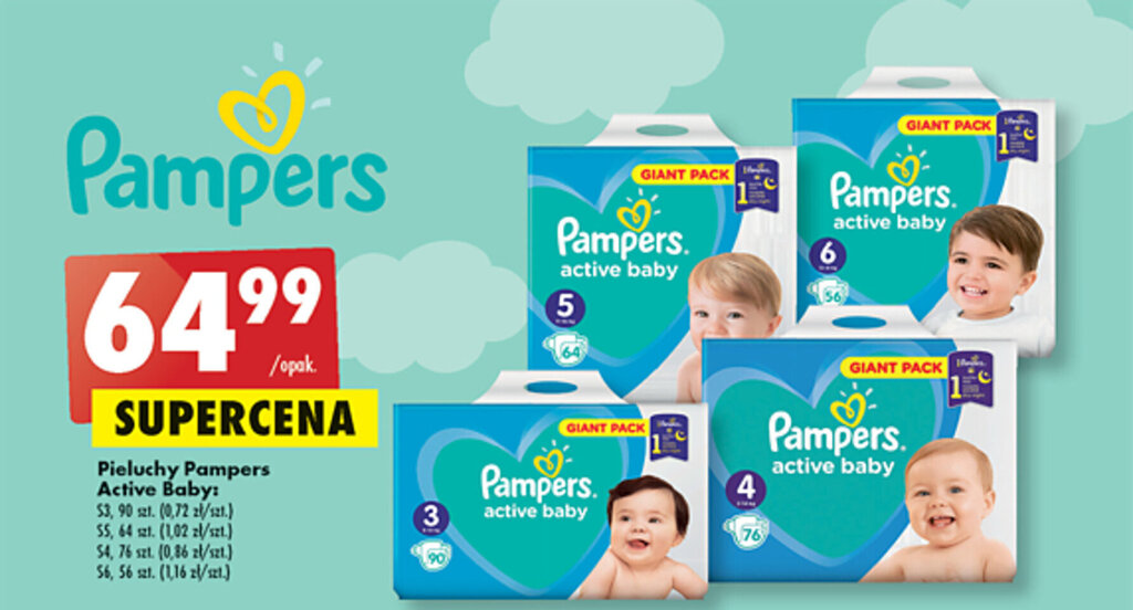 biedronka pampers active supercena