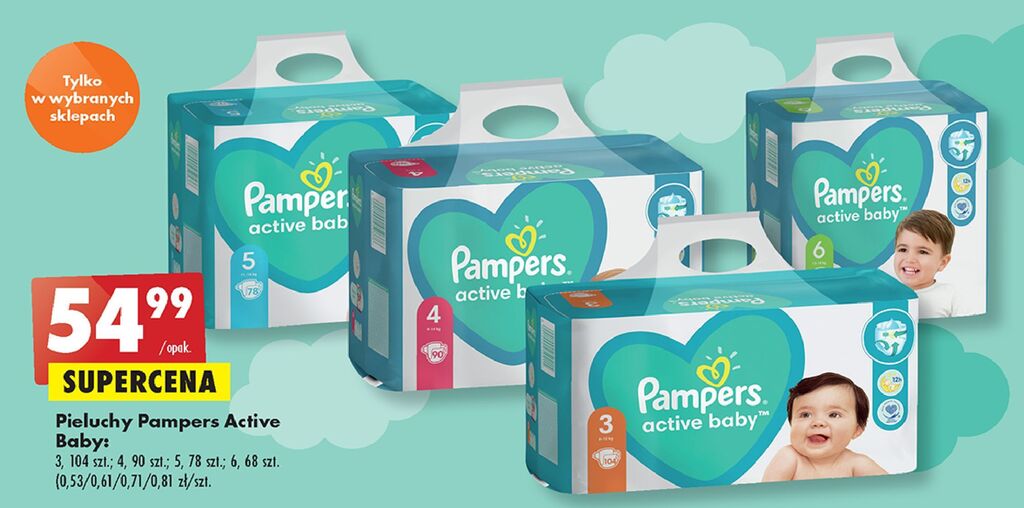 biedronka pampers active supercena