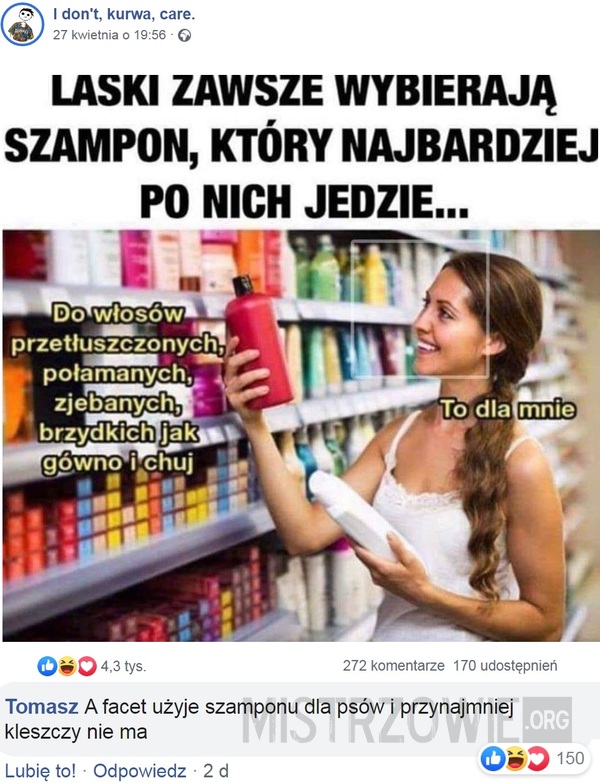 dziewczyny wybierają szampon który po nich jedzie memy