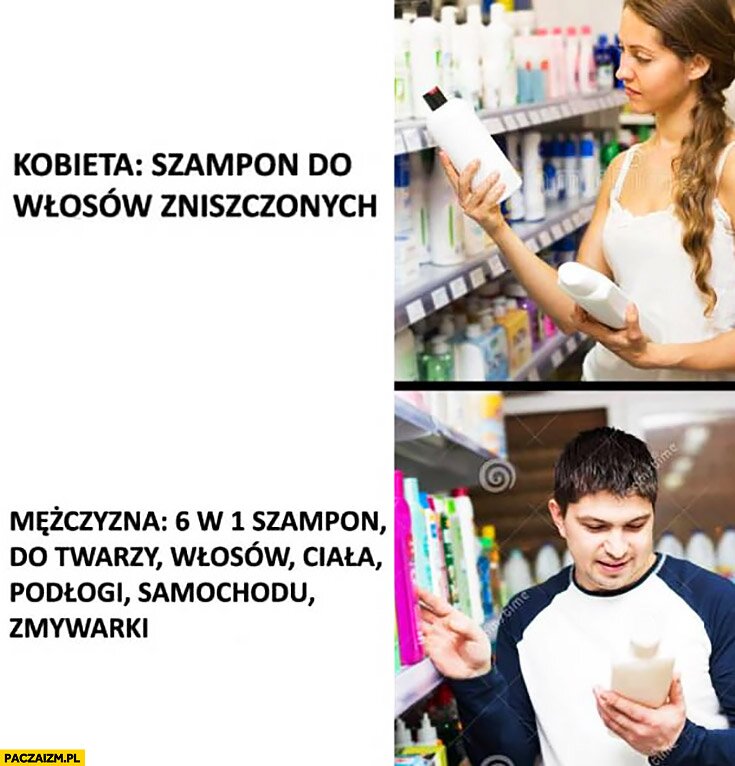 szampon dla kobiet ws dla mężczyzn mem