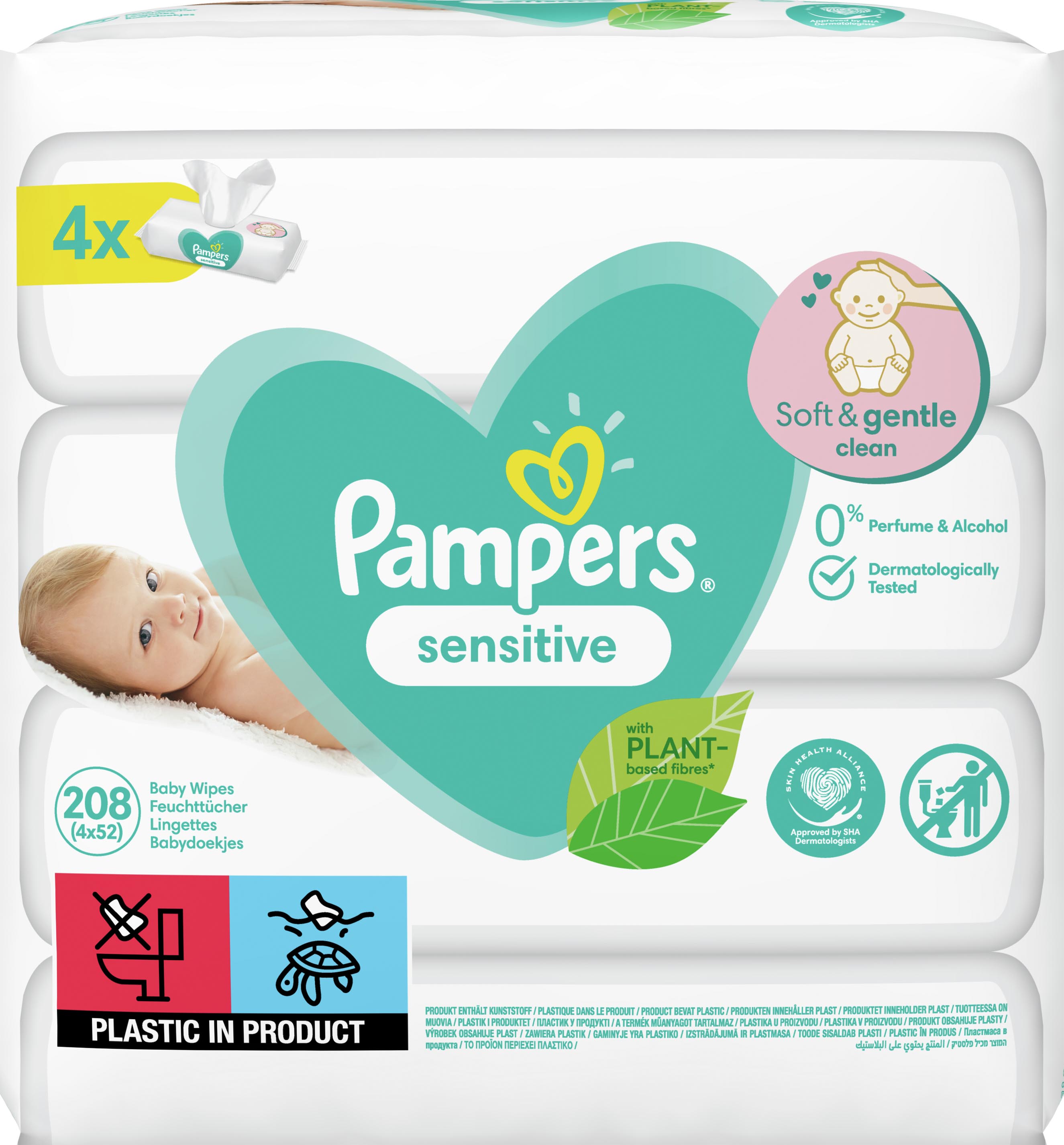 pampers sensitive chusteczki dla niemowląt 4x56 szt