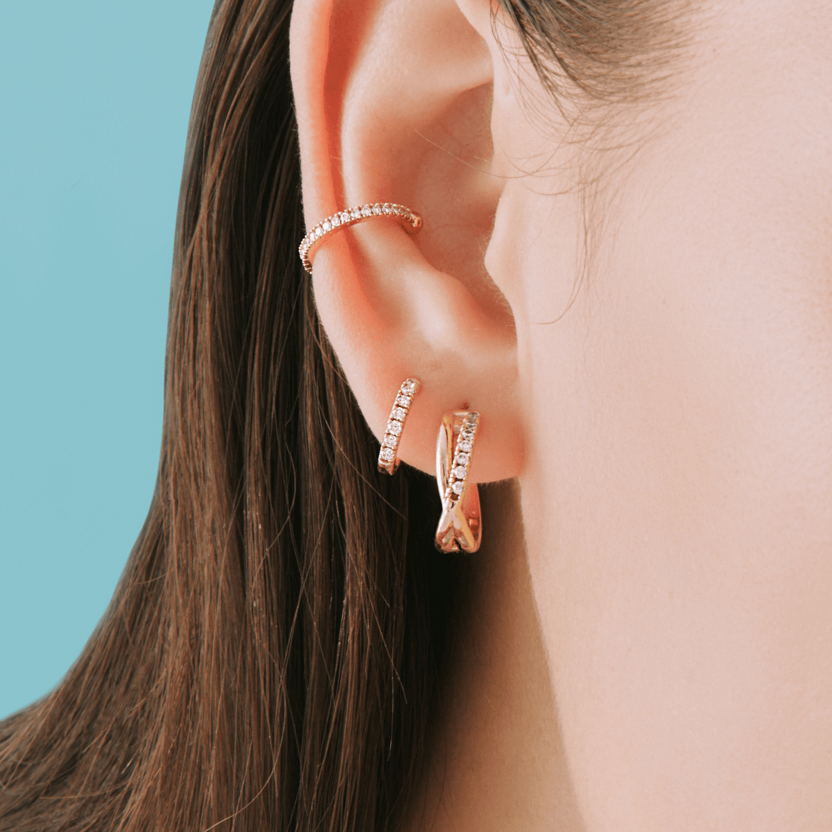 diamond ear huggie earrings