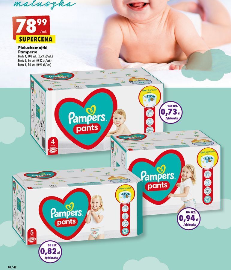 cena pieluchy pampers do 6kg biedornka