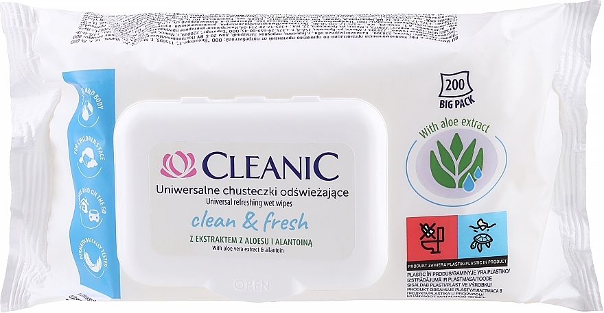 cleanic clean & fresh uniwersalne chusteczki nawilżane