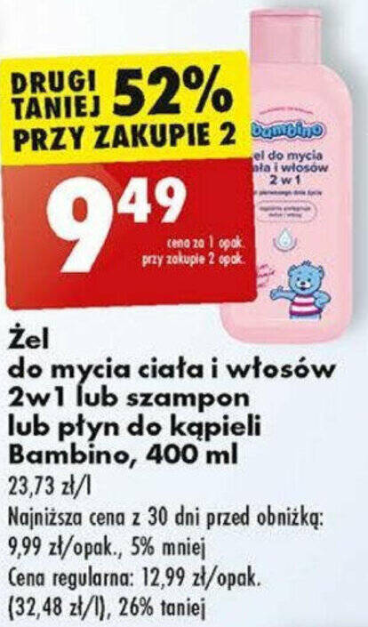 żel pod prysznic szampon 2w1 bambino biedronka