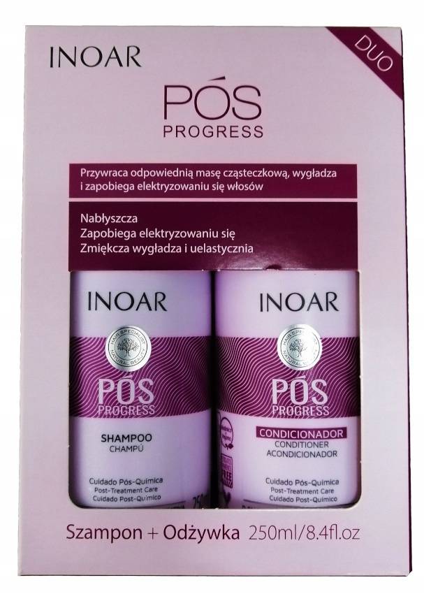 inoar pos progress duo pack szampon odżywka po keratynowym prostowaniu