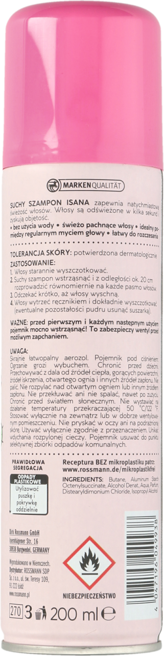 isana suchy szampon rossmann skład