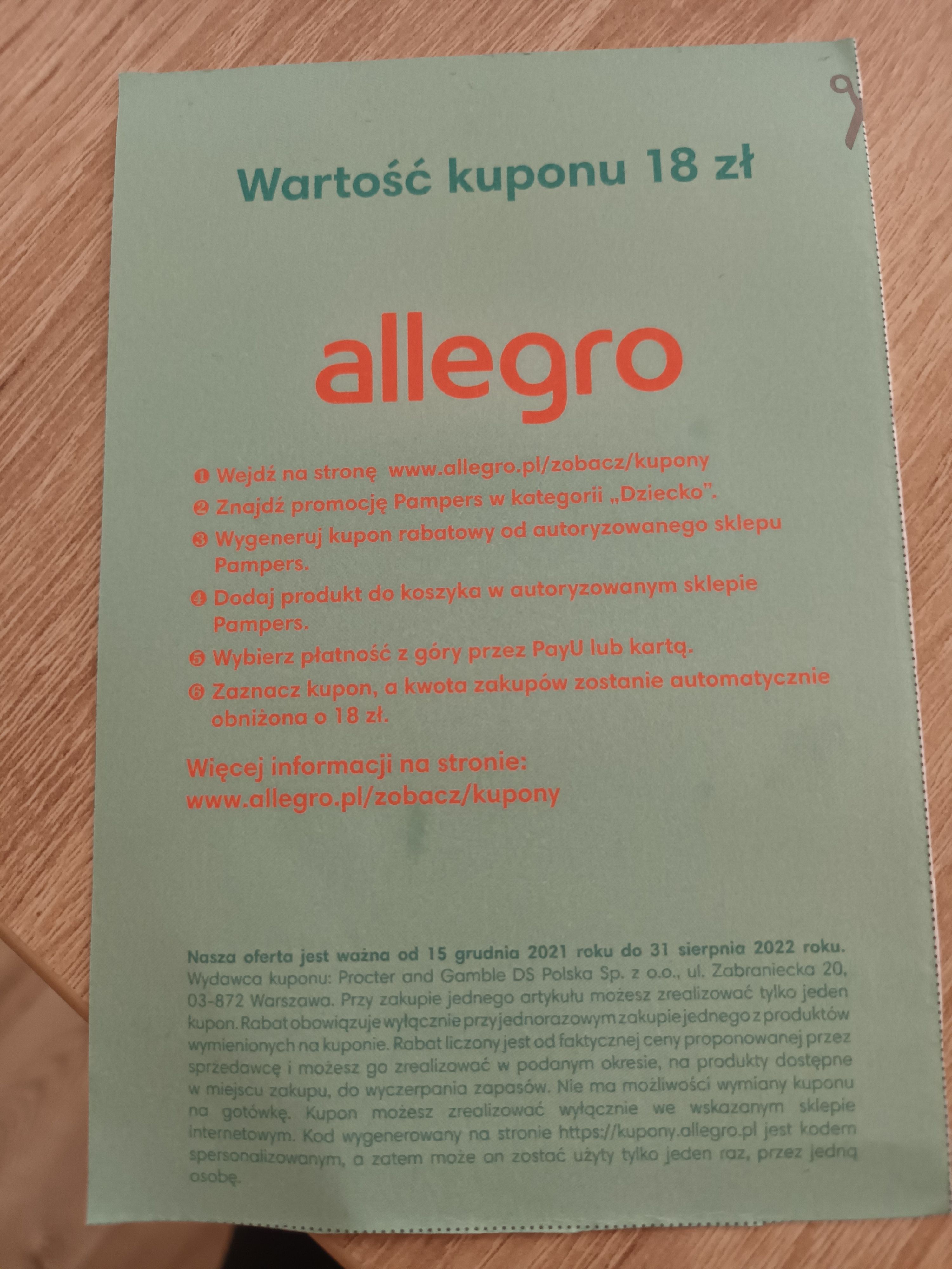 kupony allegro pampers