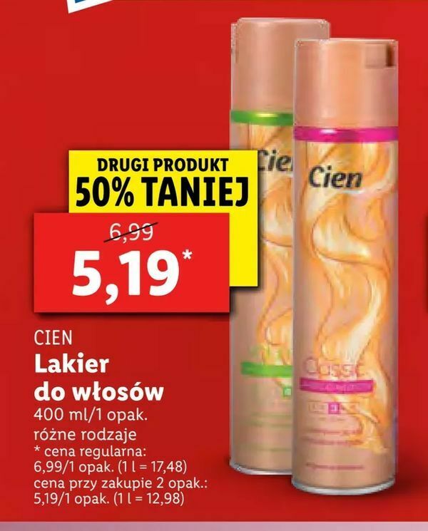 lakier do włosów cien lidl