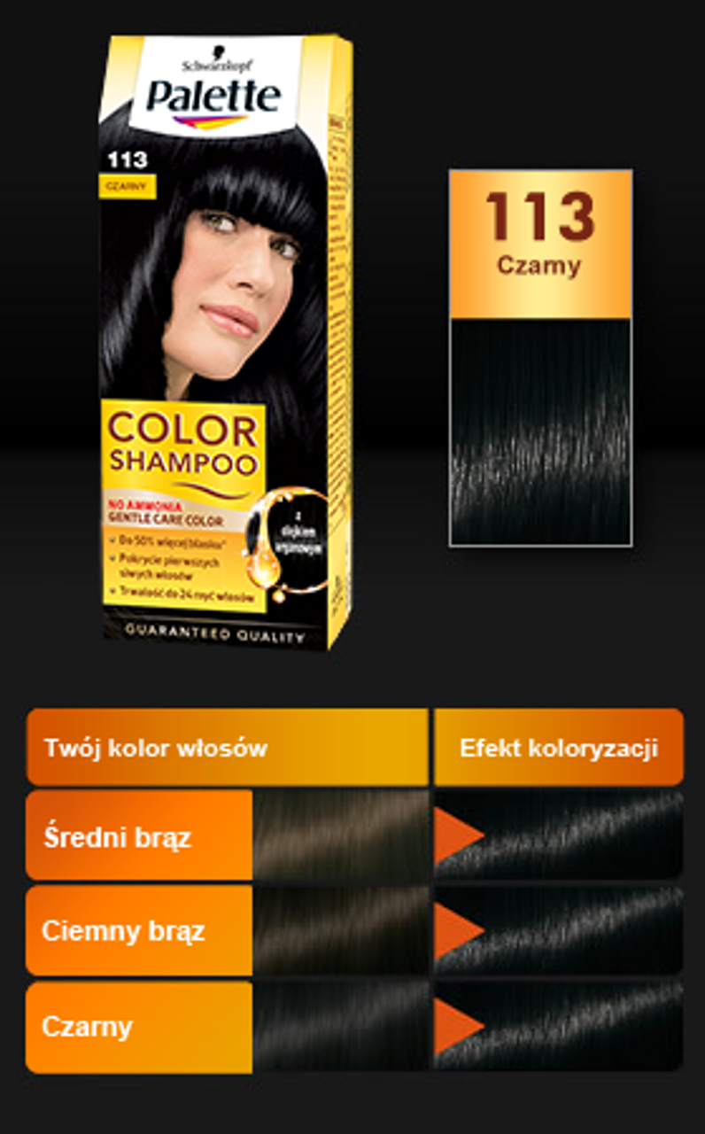 palette color shampoo szampon koloryzujący czarny 113