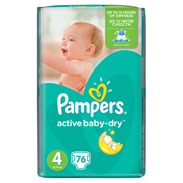 pampers active baby-dry pieluchy 4 maxi 8-14 kg 64 szt