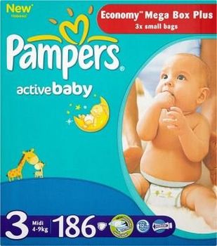 pampers active baby-dry pieluchy jednorazowe midi 3 mega