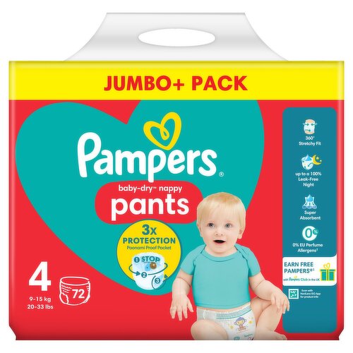 pampers baby dry nappy pants size 4